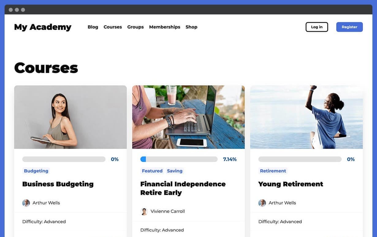 Students browsing courses on a LifterLMS course site