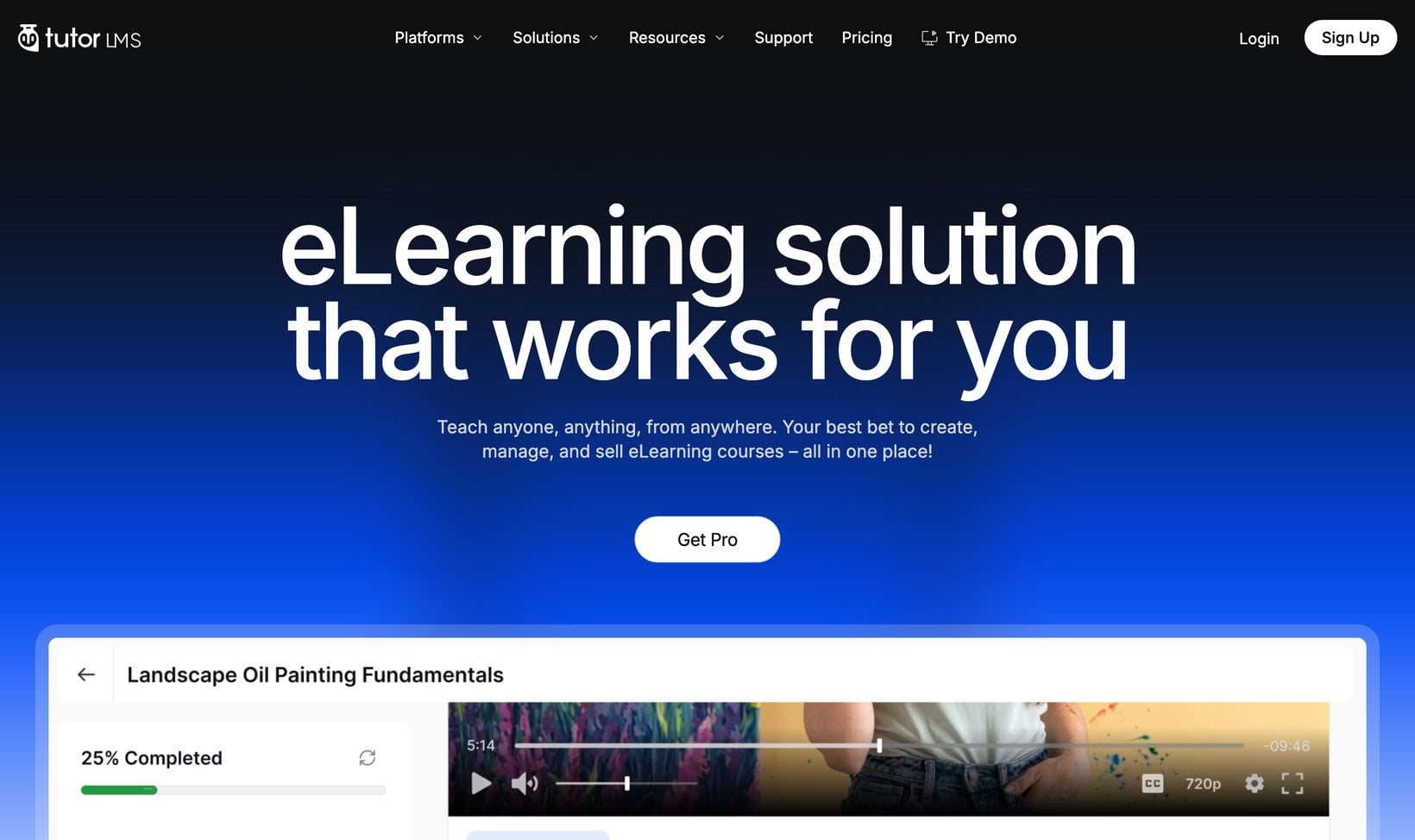 Tutor LMS homepage for selling online courses with WooCommerce