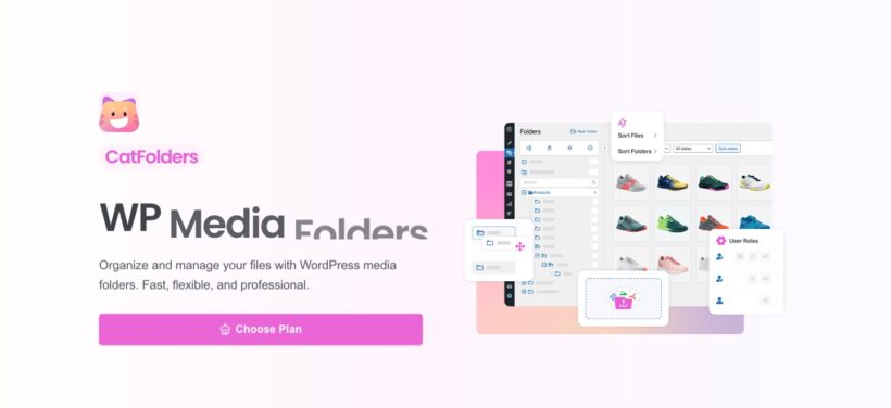 CatFolders organizing WordPress media into folders, with a Document Gallery for the front end