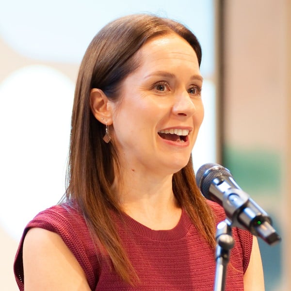 Katie Keith, Founder and CEO of Barn2, speaking at a WordPress event