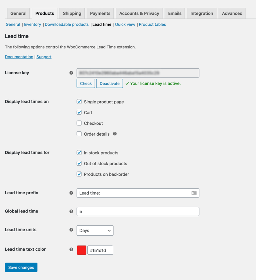 Global Product Lead time WooCommerce