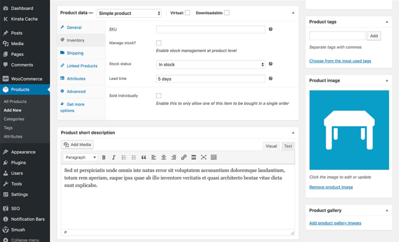 WooCommerce show product lead time