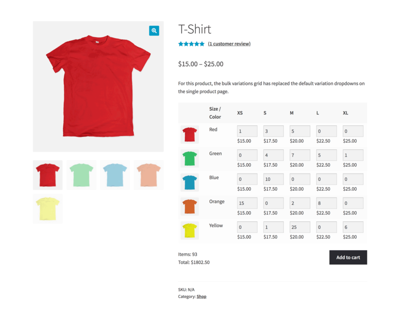 WooCommerce Bulk Variations plugin