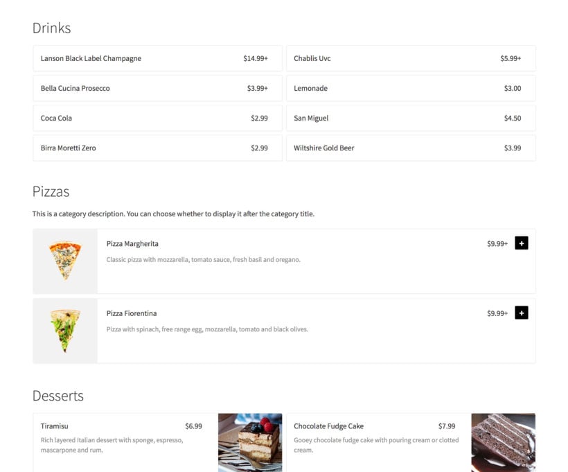 Flexible food order form WooCommerce plugin