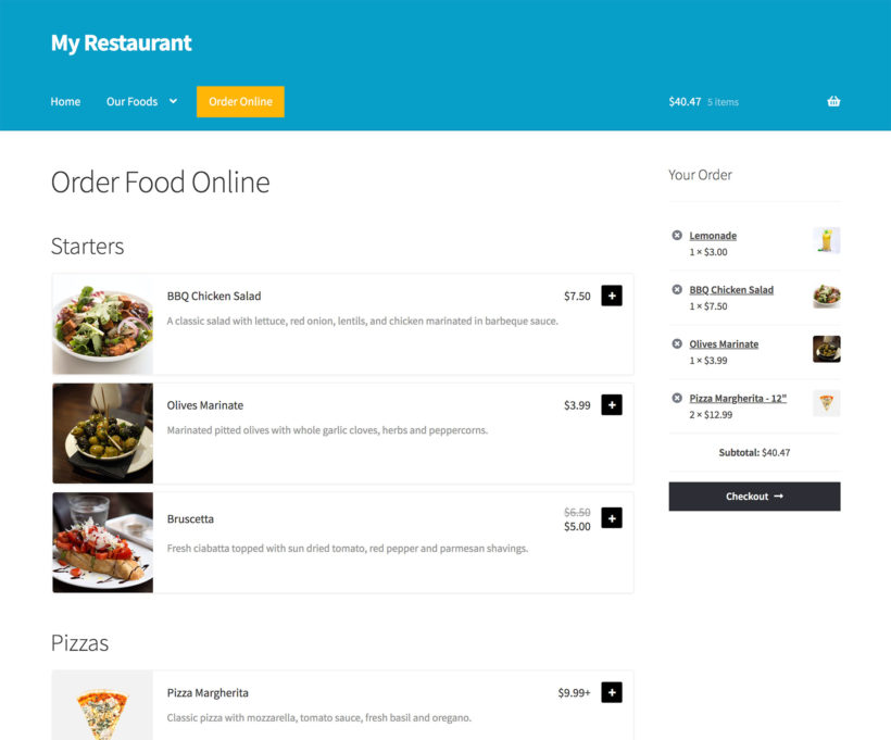 WooCommerce Restaurant Ordering WordPress plugin