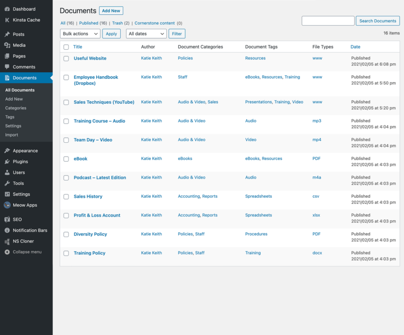 Manage document library