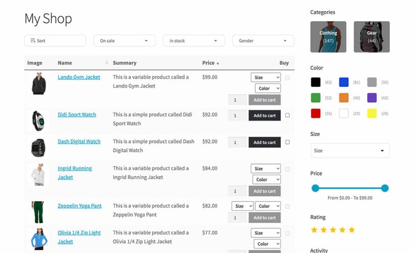 Shop - HUSKY - WooCommerce Products Filter demo