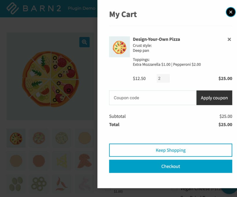 Display extra product option fields in mini cart WooCommerce