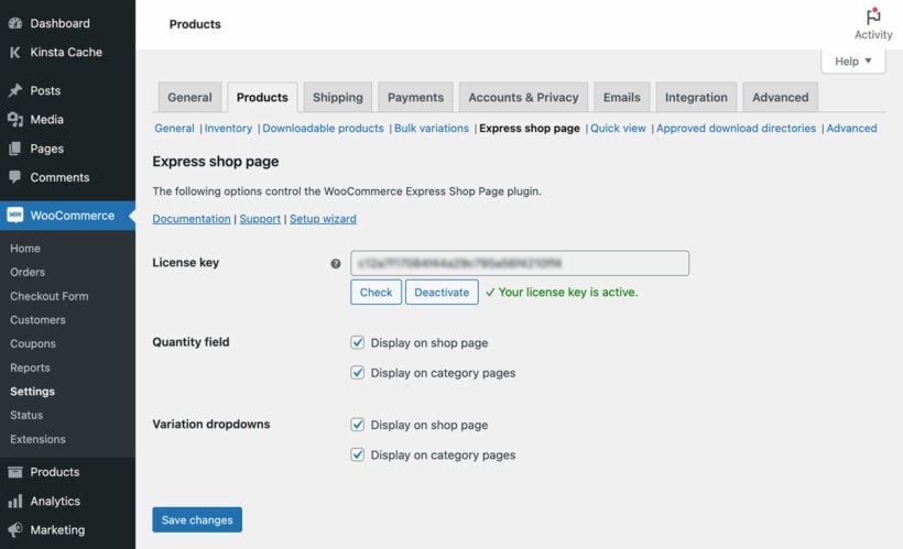 WooCommerce Express Shop Plugin Settings