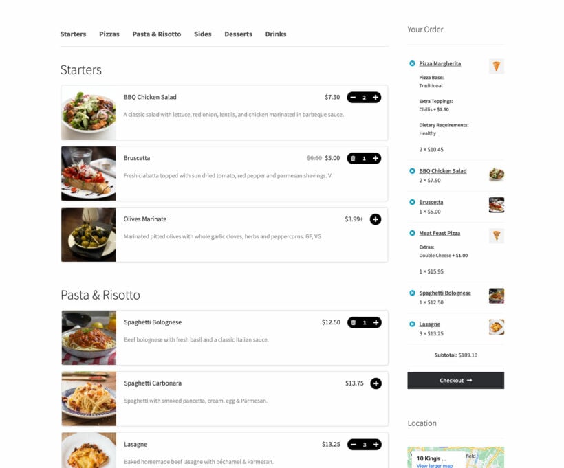 WooCommerce restaurant ordering plugin with plus minus quantity buttons